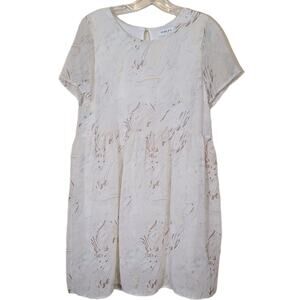 Gilli Women's Watercolor Pattern Short Sleeve Dress Cream Size Small